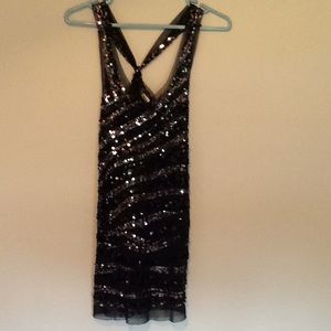 Black sequined mini dress/ tunic